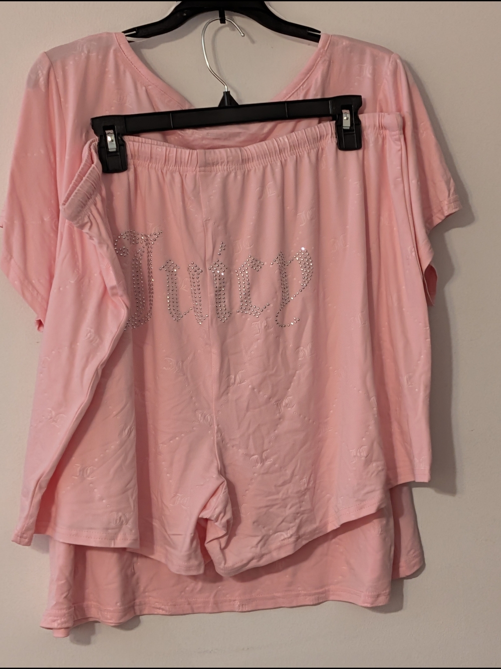 🆕 Juicy Couture Light Pink Rhinestone Logo Pajama Set
